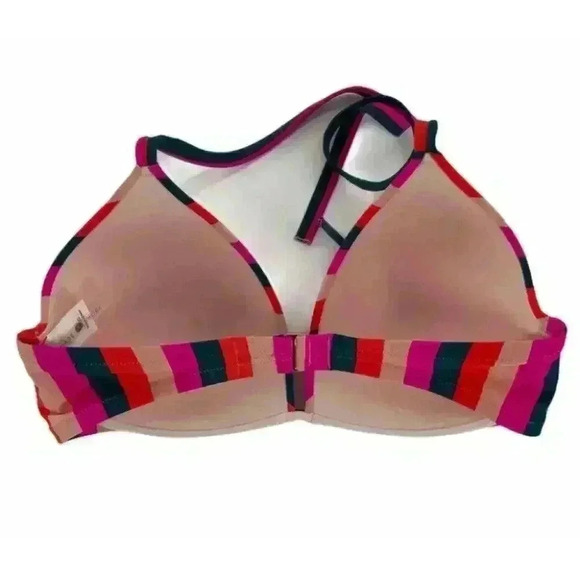 Shade & Shore Bikini Top Multicolor Striped Colorful Swimwear Bro Size 34DD - Picture 3 of 6